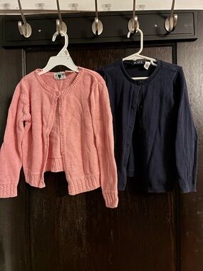 The Children's Place Pink and Navy Girls Knit Cardigan Set